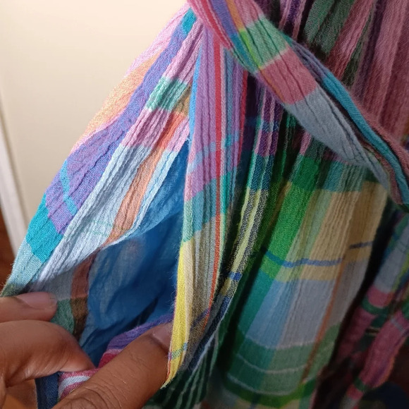 Ralph Lauren off shoulder,multi color plaid dress with pockets a size 6 - Picture 5 of 7